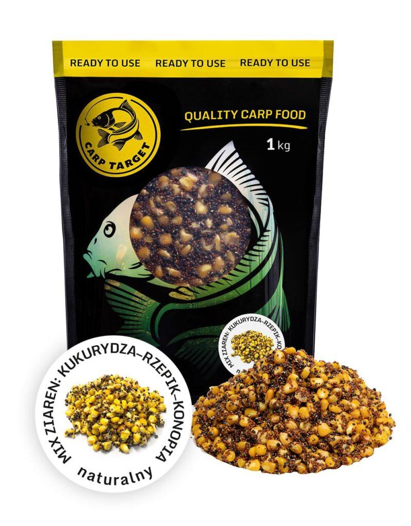 Carp Target MIX Ziaren Wędkarskich Kukurydza Konopia Rzepik 1 kg